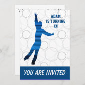 アイススケートで滑る誕生日パーティーの招待状(男の子) 招待状 (正面/裏面)