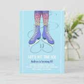 アイススケートで滑る誕生日パーティーへの招待 招待状 (スタンド正面)