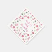 アイススケートで滑る誕生日パーティーピンク スタンダードカクテルナプキン (角)