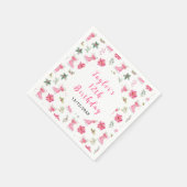 アイススケートで滑る誕生日パーティーピンク スタンダードカクテルナプキン (角)