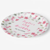 アイススケートで滑る誕生日パーティーピンク ペーパープレート (アングル)