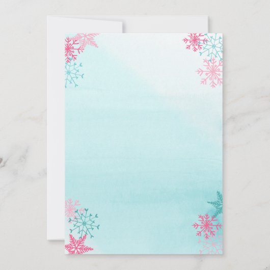 アイススケートで滑る誕生日招待状スケートウィンターピンク 招待状 (裏面)