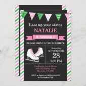 アイススケートで滑る誕生日招待状1st誕生日パーティー 招待状 (正面/裏面)