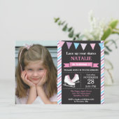 アイススケートで滑る誕生日招待状1st誕生日パーティー 招待状 (スタンド正面)