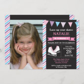 アイススケートで滑る誕生日招待状1st誕生日パーティー 招待状 (正面/裏面)