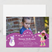 アイススケートで滑る誕生日 招待状 (正面/裏面)