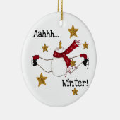 アイススケートで滑る雪だるまキープサケオーナメント セラミックオーナメント (右)