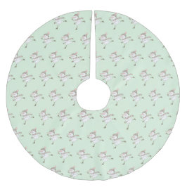 アイススケートで滑る雪だるまグリーン ブラッシュドポリエステルツリースカート