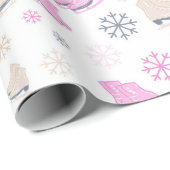 アイススケートで滑る雪包紙 ラッピングペーパー (ロールコーナー)