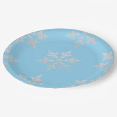 アイススケートで滑る雪片誕生日 ペーパープレート (アングル)