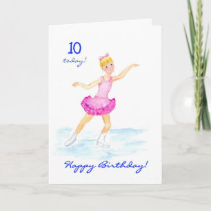 アイススケートで滑る10th誕生日カードfor a girl カード