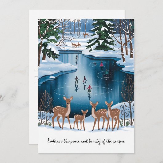 アイススケートで滑る – クリスマスカード (正面/裏面)