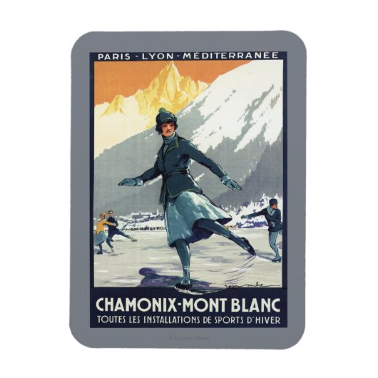 アイススケートで滑る- PLMオリンピックプロモーションポスター マグネット (縦)