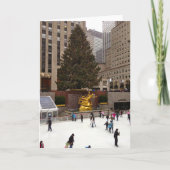 アイススケートで滑るNYCニューヨーククリスマスホリデーフォト シーズンカード (正面)