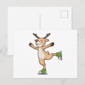 アイススケートで遊ぶ鹿 ポストカード (正面/裏面)