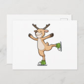 アイススケートとアイススケート靴でアイススケートをする鹿 ポストカード (正面/裏面)