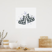 アイススケートとスノーフレークのグラフィック ポスター (キッチン)