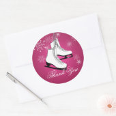 アイススケートとスノーフレークスピンク ラウンドシール (封筒)