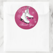 アイススケートとスノーフレークスピンク ラウンドシール (バッグ)