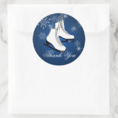 アイススケートとスノーフレークスブルー ラウンドシール (バッグ)