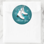 アイススケートとスノーフレークティール（緑がかった色） ラウンドシール (バッグ)