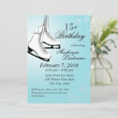 アイススケートとスノーフレーク誕生日 招待状 (スタンド正面)