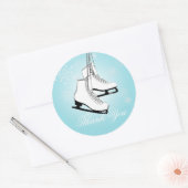 アイススケートとスノーフレーク ラウンドシール (封筒)