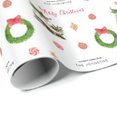 アイススケートとリースクリスマスラッピング紙 ラッピングペーパー (ロールコーナー)