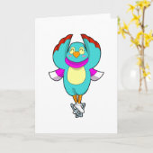 アイススケートと一緒にスケートを履く鳥.PNG カード (黄色い花)