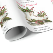 アイススケートと緑のクリスマスラッピング紙 ラッピングペーパー (ロールコーナー)