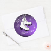 アイススケートと雪の結晶（紫） ラウンドシール (封筒)