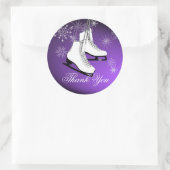 アイススケートと雪の結晶（紫） ラウンドシール (バッグ)