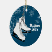 アイススケートと雪片と写真 セラミックオーナメント (右)