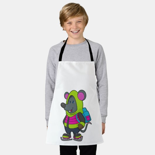 アイススケートとBackpack.pnを使用したスケートで滑るでマウス エプロン (着用した状態)