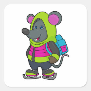 アイススケートとBackpack.pnを使用したスケートで滑るでマウス スクエアシール