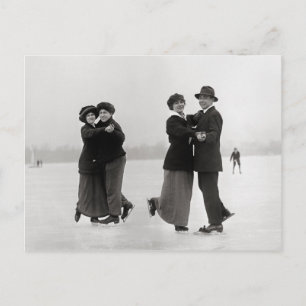 アイススケートのカップル 1915年 ポストカード