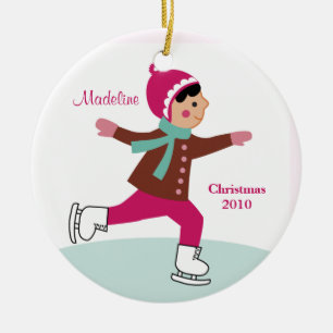 アイススケートのクリスマスのオーナメント セラミックオーナメント