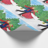 アイススケートのクリスマスの包装紙 ラッピングペーパー (角)