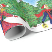 アイススケートのクリスマスの包装紙 ラッピングペーパー (ロールコーナー)