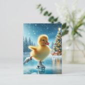 アイススケートのクリスマスアヒルの子 ポストカード (スタンド正面)