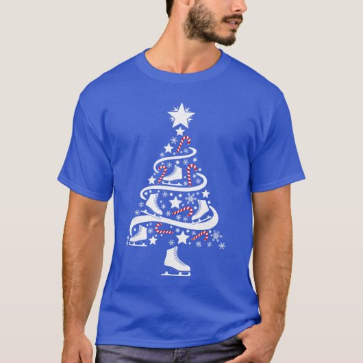 アイススケートのクリスマスツリー ホリデー スケーター ウィンター スポ Tシャツ (正面)