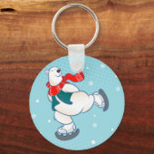 アイススケートのシロクマ キーホルダー (正面)