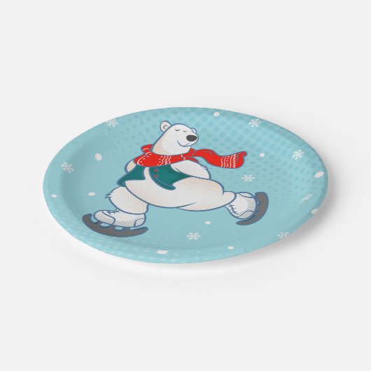 アイススケートのシロクマ ペーパープレート (アングル)