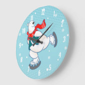 アイススケートのシロクマ ラージ壁時計 (傾斜)