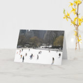 アイススケートのセントラル・パークの挨拶状 カード (黄色い花)