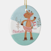 アイススケートのトナカイによって日付を記入されるクリスマスのオーナメント セラミックオーナメント (右)