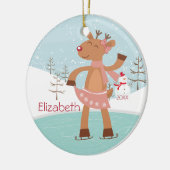 アイススケートのトナカイによって日付を記入されるクリスマスのオーナメント セラミックオーナメント (左)