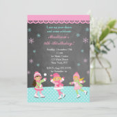 アイススケートのバースデーパーティ招待状 招待状 (スタンド正面)