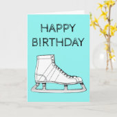 アイススケートのフィギュアスケートの誕生日 カード (黄色い花)