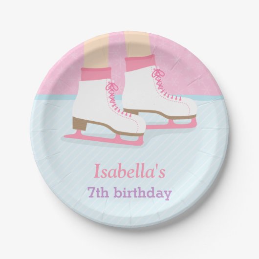 アイススケートのリンクの女の子の誕生会の供給 ペーパープレート (正面)